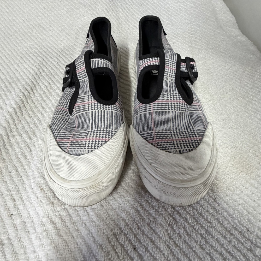 Vans Womens Sz 8.5 Shoes Style 93 Plaid Canvas Mary Janes Sneakers Pink Black - Picture 2 of 6